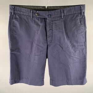 INCOTEX Size 36 Navy Cotton Linen Shorts